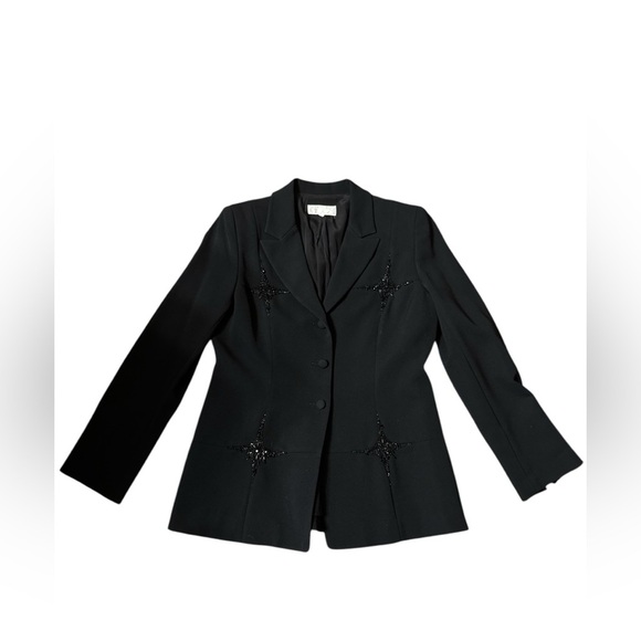 Badgley Mischka Jackets & Blazers - Badgely Mischka Couture USA Made Elegant Wool Blend Beaded Black Jacket Blazer 8